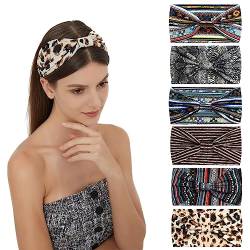 6 Stück Stirnbänder für Frauen Haar UK Kopftücher Breite Weiche Damen Stirnband Boho Mode Bandanas Knoten Erwachsene Haarbänder Elastische Sport Laufen Yoga Kopf Wraps (P6Wsnak) von MIQIQAO