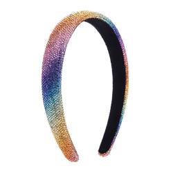 Kristall Strass Stirnbänder Verziertes Stirnband Samt Gepolsterte Breite Haarbänder Party Hochzeit Stirnband Haarzubehör für Frauen (PadCrystalRainbowA) von MIQIQAO