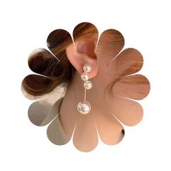 Perle Tropfen Ohrringe weiß große Perle baumeln Ohrstecker Ohrringe Harz Perle Ohrringe Braut Perle Ohrringe Perle Hochzeit Ohrringe Schmuck für Frauen und Mädchen von MIQIQAO