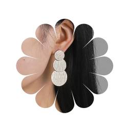 Silber Runde lange baumeln Ohrringe Geometrische Kreis Anhänger Ohrringe Silber drei Kreise baumeln Ohrringe für Frauen Mädchen von MIQIQAO