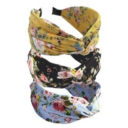 Stirnbänder für Frauen Alice Bands Mixed Printed Fabric Hair Band Erwachsene Frauen Haarbänder Mode Stirnbänder Knoten Haar Zubehör (3Wtaohua) von MIQIQAO