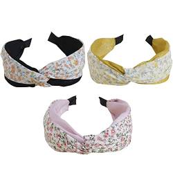 Stirnbänder für Frauen Alice Bands Mixed Printed Fabric Hair Band Erwachsene Frauen Haarbänder Mode Stirnbänder Knoten Haar Zubehör (MQM_hairband_3Side) von MIQIQAO