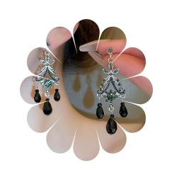 Vintage-Ohrringe mit schwarzen Kristallen, klassische Strass-Ohrringe mit schwarzen Quasten für Frauen und Mädchen von MIQIQAO