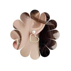 Vintage hohlen großen Herz Ohrstecker Ohrringe weiße Perle Ohrstecker für Frauen Mädchen von MIQIQAO