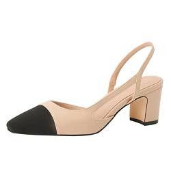 MIRAAZZURRA Damen-Pumps mit Slingback-Absatz, sexy Spleißung, runde Zehenpartie, lässig, Hochzeitsschuhe für Damen, modische Anzugschuhe, Hautfarben, 38 EU von MIRAAZZURRA