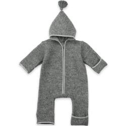 MIRARI Kids Walkoverall Baby Wollwalk Anzug | 100% Walkwolle | Herbst Winter Erstausstattung | mit Reißverschluss und Kapuze (Grau, 3 Monate) von MIRARI Kids