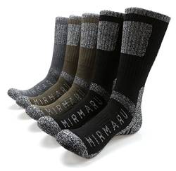 MIRMARU M202-Medium Herren 5 Paar Multi Performance Outdoor Sport Wandern Trekking Crew Socken (2 Schwarz, 2 Oliv, 1 Char) von MIRMARU