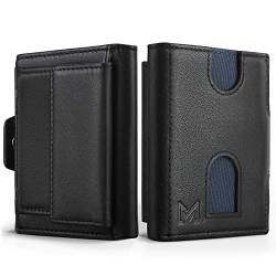 MIROMIHO Geldbörse aus echtem Leder für Herren, kleines Design mit Münzgeldbörse, Geschenkboxen, RFID-Blockierung und Ausweisfenster, Naturschwarz ZD, Minimalistisch von MIROMIHO
