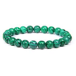 Naturstein Armband Damen Achat Perlen Armband Homme Stretch Armreif Freundschaft Paar Schmuck,Opalite,23cm (Color : Malachite, Size : 23cm) von MIRONS