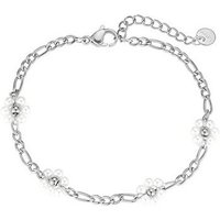 MIRROSI Edelstahlarmband Damen Armband vergoldet Bohemian 17+3cm Lang, mit Perlenblumen Edelstahl von MIRROSI