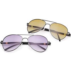 2 Paar Bifokal Vintage Unsichtbare Lesesonnenbrille UV400 Schutz Federscharnier Sonnenleser Anti-Blaulichtbrille für Männer Frauen Sportfahren Sicherheitsbrillen Getönte Farbtöne Brillen von MIRYEA
