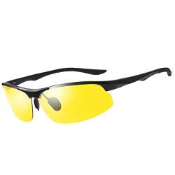 MIRYEA Herren Photochromatisch Sportbrille Polarisiert Rechteckig Sonnenbrille Al-Mg Metallrahmen Fahrer Anti Reflexbeschichtung 100% UVA UVB Schutz für Golf, Angeln, Autofahren, Outdoor-Aktivitäten von MIRYEA