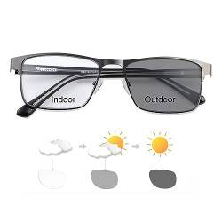 MIRYEA Photochrome Übergangs Fernbrille für Männer und Frauen Retro Myopie-Brille mit TR90-Rahmen Leichtes Brillen für Kurzsichtigkeit Schwarz Vollrahmen Antireflexionsschutz UV Schutz Sonnenbrille von MIRYEA