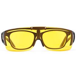 Nachtsicht-Fahrerbrille, blendfrei, passt über normale Korrektionsbrille mit hochklappbarer, polarisierter Linse, Sonnenbrille, umlaufende UV-Schutzbrille, rechteckige Brille für Damen und Herren von MIRYEA