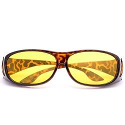 Nachtsichtbrille für Männer und Frauen, polarisierte Tag- und Nachtsicherheits-Sonnenbrille, übergroßer Schild, umlaufend, passend für Korrektionsbrillen, blendfreie, kratzfeste Brille, gelbe Gläser von MIRYEA