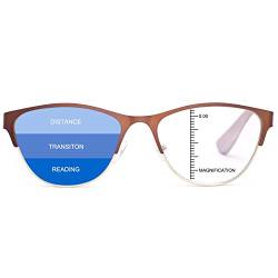 Progressive Multifokus-Lesebrille Computer-Blaulichtblockierung für Frauen und Männer No-Line-Multifokal-Lesegeräte mit Federscharnier Anti-Augenbelastung Trifokal-Brille Anti-Blaulicht-Brille 1.0 von MIRYEA