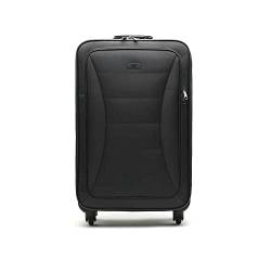 MISAKO Reisekoffer aus Stoff Mittelgroße Koffer Leslie Schwarz Unisex - Halbstarrer, weicher, eleganter Koffer - 67 X 42 X 23 cm von MISAKO