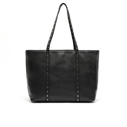 MISAKO WATTY Shopper-Tasche mit metallischen Details - Shopper Damen - Große Handtaschen modisch für den Alltag, Arbeit & Uni Watty Schwarz 30 X 44 X 15 cm von MISAKO