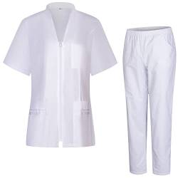 MISEMIYA Damen sanitär-uniform 712-8312 Arbeits-T-Shirt, Weiß, X-Small von MISEMIYA