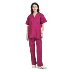 MISEMIYA – Hygiene-Pyjamas (bleichfest und farbecht), Unisex-Hygieneuniform-Sets – medizinische Uniformen 6801–6802 – M, Kastanienbraun von MISEMIYA