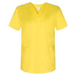 MISEMIYA - Medizinische Uniformen Unisex Top Krankenschwester Krankenhaus Berufskleidung - Large, Gelb von MISEMIYA