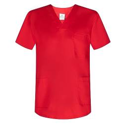 MISEMIYA - Medizinische Uniformen Unisex Top Krankenschwester Krankenhaus Berufskleidung - Large, Rot von MISEMIYA