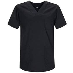 MISEMIYA - Medizinische Uniformen Unisex Top Krankenschwester Krankenhaus Berufskleidung - Large, Schwarz von MISEMIYA