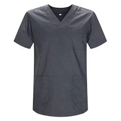 MISEMIYA - Medizinische Uniformen Unisex Top Krankenschwester Krankenhaus Berufskleidung - X-Large, Grau von MISEMIYA