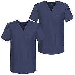 MISEMIYA - Pack*2 - Arbeitskleidung Unisex Spitze Kragen Kurze Medizinische Uniformen Unisex - Ref.817 - Large, Grau 68 von MISEMIYA
