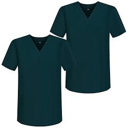 MISEMIYA - Pack*2 - Arbeitskleidung Unisex Spitze Kragen Kurze Medizinische Uniformen Unisex - Ref.817 - Large, Grün 68 von MISEMIYA