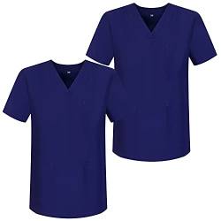 MISEMIYA - Pack*2 - Arbeitskleidung Unisex Spitze Kragen Kurze Medizinische Uniformen Unisex - Ref.817 - Large, Lila 68 von MISEMIYA