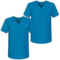 MISEMIYA - Pack*2 - Arbeitskleidung Unisex Spitze Kragen Kurze Medizinische Uniformen Unisex - Ref.817 - X-Large, Türkis 68 von MISEMIYA