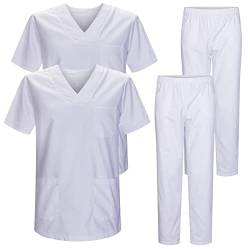 MISEMIYA - Pack * 2 Pcs - Unisex-Schrubb-Set - Medizinische Uniform mit Oberteil und Hose ref.2-8178 - Large, Weiß 22 von MISEMIYA
