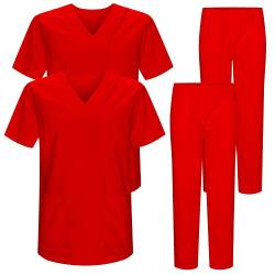 MISEMIYA - Pack * 2 Pcs - Unisex-Schrubb-Set - Medizinische Uniform mit Oberteil und Hose ref.2-8178 - Medium, Rot von MISEMIYA