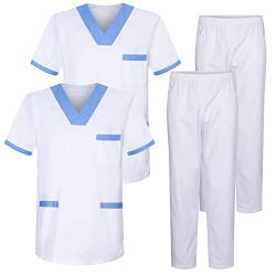 MISEMIYA - Pack * 2 Pcs - Unisex-Schrubb-Set - Medizinische Uniform mit Oberteil und Hose ref.2-8178 - XX-Large, Weiß 68 von MISEMIYA