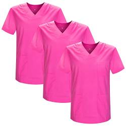 MISEMIYA - Packung 3 STK. - SANITÄRE CASACA Unisex SANITÄRE Uniformen SANITÄRE UNIFORM MEDIZINISCHE UNIFORM - Ref. 817 * 3 - X-Small, Fuchsia 21 von MISEMIYA