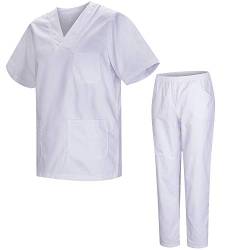 MISEMIYA - Unisex-Schrubb-Set - Medizinische Uniform mit Oberteil und Hose 817-8312-BLANCO - 5XL, Weiß von MISEMIYA