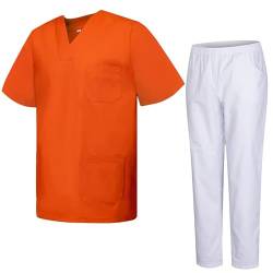 MISEMIYA - Unisex-Schrubb-Set - Medizinische Uniform mit Oberteil und Hose 817-8312-BLANCO - Medium, Orange von MISEMIYA