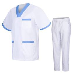 MISEMIYA - Unisex-Schrubb-Set - Medizinische Uniform mit Oberteil und Hose 817-8312-BLANCO - Small, Banco 8171-2 von MISEMIYA