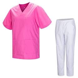 MISEMIYA - Unisex-Schrubb-Set - Medizinische Uniform mit Oberteil und Hose 817-8312-BLANCO - Small, Pink von MISEMIYA