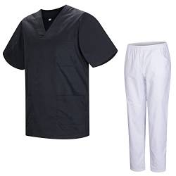 MISEMIYA - Unisex-Schrubb-Set - Medizinische Uniform mit Oberteil und Hose 817-8312-BLANCO - Small, Schwarz von MISEMIYA