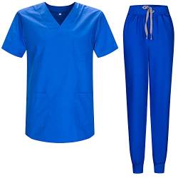 MISEMIYA - Unisex-Schrubb-Set - Medizinische Uniform mit Oberteil und Hose 817-8316 - Large, Blau Royal von MISEMIYA