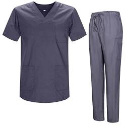 MISEMIYA - Unisex-Schrubb-Set - Medizinische Uniform mit Oberteil und Hose 817-8319 - Small, Grau von MISEMIYA