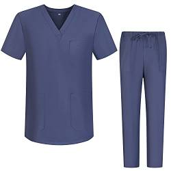 MISEMIYA - Unisex-Schrubb-Set - Medizinische Uniform mit Oberteil und Hose ref.6801-6802 - Large, Grau 68 von MISEMIYA