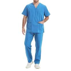 MISEMIYA - Unisex-Schrubb-Set - Medizinische Uniform mit Oberteil und Hose ref.6801-6802 - X-Small, Hellblau 68 von MISEMIYA