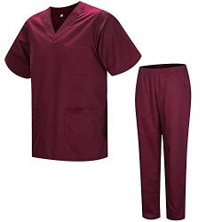 MISEMIYA - Unisex-Schrubb-Set - Medizinische Uniform mit Oberteil und Hose ref.8178 - Medium, Granat 21 von MISEMIYA