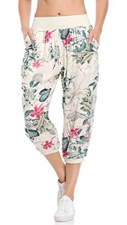 MISS MOLY 3/4 Hose Damen Haremshose Pumphose Bequeme Hose Hippe Sommerhose Leicht Beige X-Small von MISS MOLY