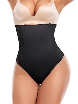 MISS MOLY Bauchweg Unterhose Damen Hohe Taille Miederslip Stark Formend Bauchweg Tanga Nahtlose String Shapewear Shaping Miederhose Body Shaper Unterwäsche L #4 Schwarz von MISS MOLY