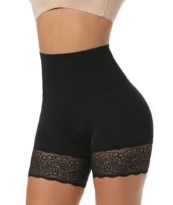 MISS MOLY Bauchweg Unterhose Damen Shapewear Spitze Miederhose Mit Hoher Taille Anti-Exposition-Leggings Body Shaper Miederpants Shaping Unterwäsche L #1Hohe Taille Schwarz von MISS MOLY