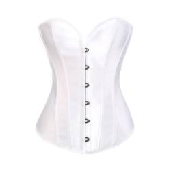 MISS MOLY Corsage|Vollbrust Vintage Kunstleder Korsage Leder-Optik Coolstil Korsett Reißverschluss/Vorderschliesse Corset(Mit G-String) Rot M von MISS MOLY